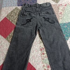 Vintage Rocawear Jeans Boys Size 7 Wide Leg Baggy Medium Wash 90s Y2K Hip Hop